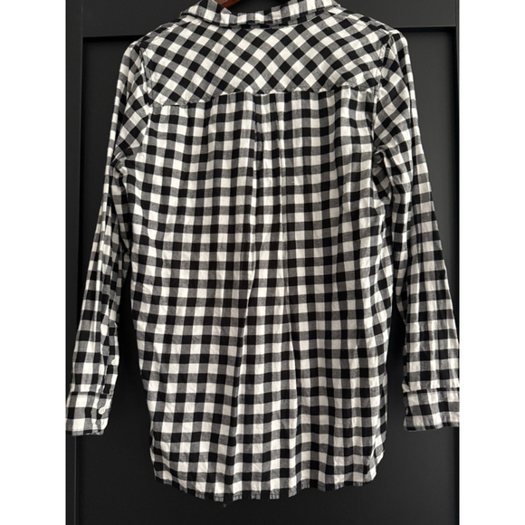 J.Crew Gingham Popover Shirt – Black & White Check, 100% Cotton, Size S - Picture 2 of 8